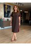 Women's Crew Neck Stripe Detailed Modal Midi Dress