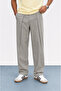 Men's Deep Pleated Fabric Baggy Trousers Gray - 4