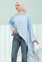 Baby Blue Asymmetrical Cut Cape - 2