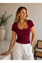 Women's Square Neck Modal Lycra Short Sleeve Slim Fit Blouse - 2