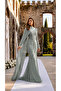 Stone Embellished Cape Detailed Special Evening Dress - 2