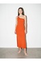 90270 Accessory Detailed Midi Knitwear Dress-Orange - 3