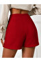 Women's Red High Waist No-Show Woven Fabric Shorts Summer Comfortable Fit - 2