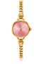 Women's Gold Color Chain Cord Pink Dial Minimal Stylish Wristwatch - 4