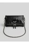 Women's Black Color Chain Strap Baguette Shoulder Bag with Zipper Detail - 8