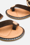 İvana Women's Flip-Flops with Genuine Leather Accessories - Brown Suede - 5