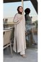 Summer Aerobin Fabric Bat Sleeve Suit with Piping Detail - Mink