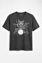 Drumming Cat Drummer Drummer Cat Rock Music Unisex Regular Fit Anthracite Melange T-Shirt