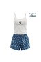 Soft Textured Panda Printed Knitted Pajama Set with Rope Straps - 2