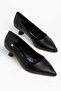 Lussiana Women's Black Leather Low Heel Stiletto Shoes