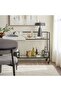 2 Tier Serving Trolley with Clear Glass Shelves, Welded Metal Frame Bar Cart with Lockable Wheels - 7
