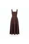 Women's Square Neck Floral Embroidered Long Dress