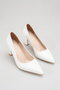 White Pointed Toe Heeled Shoes Women's Classic Stylish Daily Office Stiletto Comfortable Thick Heel