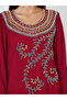 Maroon Embellished Long Sleeves Jalabiya - 4