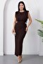Bicycle collar waist buckled glitter dress grs4100