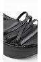 Women's Black Cross-Strapped Ankle Buckle High Platform Wedge Heel Summer Sandals - 3