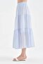 Women's buckle detailed lined belt elastic design long skirt - 3