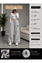 2-Piece Women's Ny Printed Sweatpants (Black-Grey) Oversize Baggy Loose Legs - 4