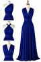 Women's Sleeveless Flared Skirt Dress with Different Tie Collar Long Blue Evening Dress - 2