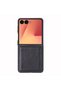 Bloomcase Flex Obsidian Black Genuine Leather Samsung Galaxy Z Flip 7 Case (6.9"-4.1")