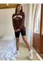 Women's Brown New York Usa Printed Hoodie Sweatshirt - 4