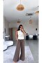 Brown Zr Model Casual Premium Linen Trousers - 5