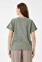 Khaki Italian 60% Linen Oversize Blouse with Button Accessories, Sizes 38 - 42 - 4