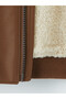 Brown Fur Collar Boy's Leather Look Coat - 5
