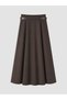 Vizyon New Season Brown High Waist Belted Pleated Flared Women's Skirt - 6
