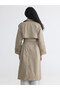 Khaki Jacket Collar Belted Women's Trench Coat - 5