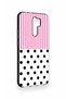 Redmi 9 Compatible Pink Striped Polka Dot Patterned Silicone Case - 3
