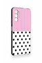 Tecno Pova 3 Compatible Pink Striped Polka Dot Patterned Silicone Case - 3