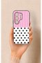 Tecno Camon 50 Pro 4g Compatible Pink Striped Polka Dot Patterned Silicone Case