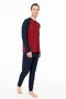Men's Burgundy Navy Blue Pajama Set 50318618-Vr011 - 3