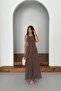 Women's Maxi Length Ruffled Front Sleeveless Lined Chiffon Dress - 3