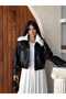 Premium Quality Lined Leather Jacket with Plush Fur Collar - 3
