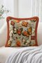Butterfly and Floral Motif Embroidered Look Fringed Throw Pillow Cover - Vintage Tassel Pillowcase