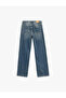 Cotton Straight Cut Straight Leg Jean Trousers - Straight Jeans - 5