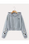Girls' Hooded Jacket with Printed Sleeves