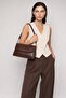 Women's Valeria Multi-Compartment Soft Leather Look Adjustable Strap Bitter Brown Shoulder and Crossbody Bag - 7