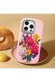 iPhone 16 Pro Max Compatible Case with Camera Protection Pink Silicone Couple Phone Case with Floral Pattern - 2