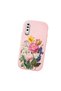 Samsung Galaxy A30S Compatible Case Camera Protective Pink Silicone Couple Phone Case with Flower Pattern - 3