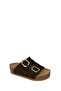 Women's Brown Double Buckle Thick Soled Suede Leather Slippers 26Sfd181210 - 7