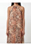 Original Halter Neck Patterned Gathered Dress - 3