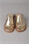Seç 4099 Genuine Leather Women's Flip Flops (Heel Height:2Cm) Gold - 2