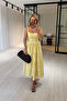 Yellow Floral Adjustable Strap Midi Dress