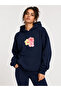 Floral Printed Hooded 2 Thread Threaded Sweatshirt