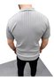 Men's Summer Knitwear Hair Knit T-Shirt Short Sleeve Polo Collar Zippered T-Shirt - Gray - 3