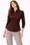 Women's Brown Long Sleeve Shirt with Buttons, Classic Collar, Suitable for Casual and Office Wear - 2