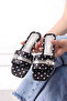 Prato Black Satin Polka Dot Stylish Women's Daily Slippers